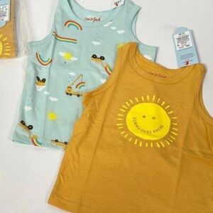 NWT Cat & Jack Infant Size 18 Mos. Summer Tank Tops- 4/Sunny Days 4/Construction